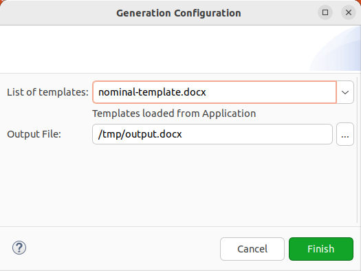 The Generate with Template Library dialog.